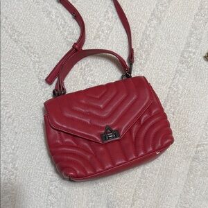Red Quilted Top-Handle Crossbody Bag